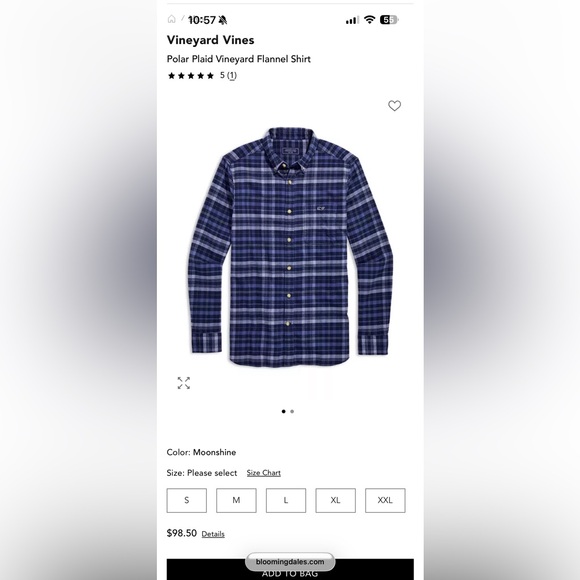 NWT Vineyard Vines Check Double Cloth Whale Shirt, Sz Sm - Picture 9 of 9